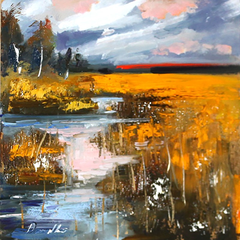 UKRAINE LANDSCAPE Oil painting contemporary 8×8 UKRAINE