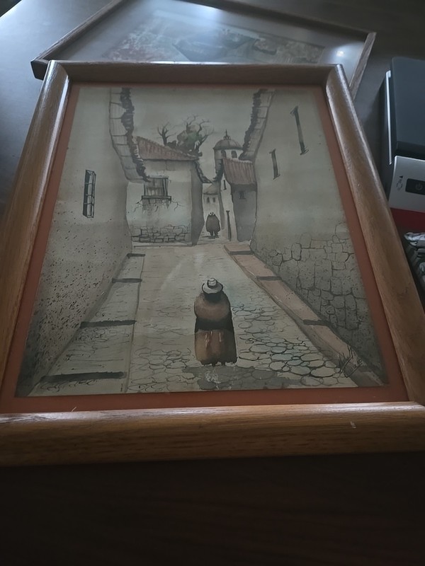 Mexican Watercolor of Mexico Painting Signed, Framed