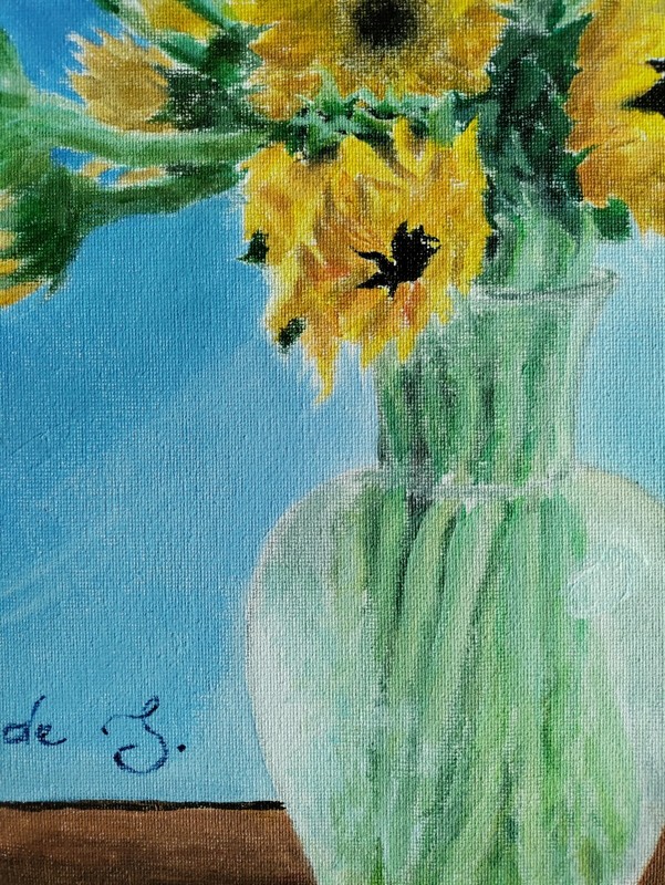 Original Acrylic Painting - Vase with Sunflowers by Kade Slayton gallery
