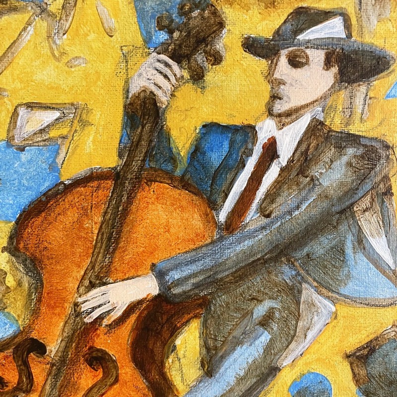Alan Lofsness - Acrylic Painting "Two Man Band" Art 12 x 16 in. canvas LOF gallery