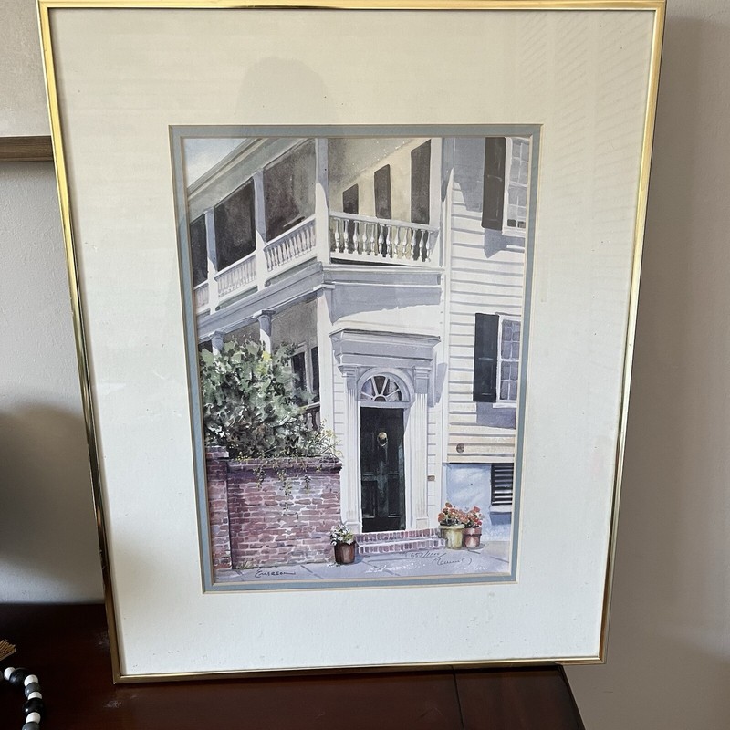 Edward Emerson Signed & Numbered Lithograph “Legare Street Doorway” #653 Of 1100
