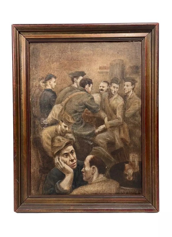ROBERT GIVENS U.S. ARMY SIGNAL CORPS WW2 ANTIQUE HISTORIC WPA VINTAGE PAINTING