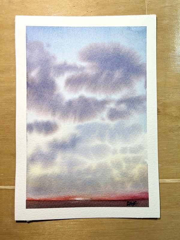 Original Art Painting 7” W x 10” H, “Coastal Clouds 01 2026” Handmade OOAK