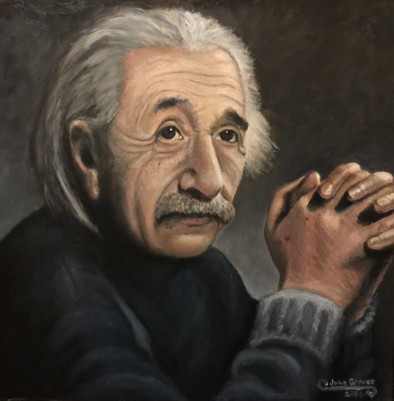 Original Oil Painting Of Physicist, Albert Einstein 20×20