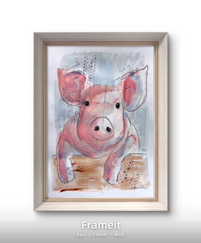 Original Pig 4 Acrylic Painting by Alannah Dyer- 9×12 in. Farm Life Rustic Art
