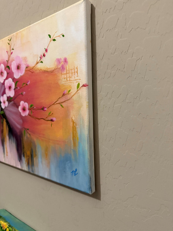 Original Cherry Blossom Abstract Painting 12x16 Contemporary Floral Canvas Art gallery