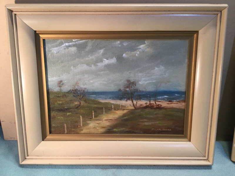 Park Jones Circa 1950S Coastal Scene Framed Oil Painting