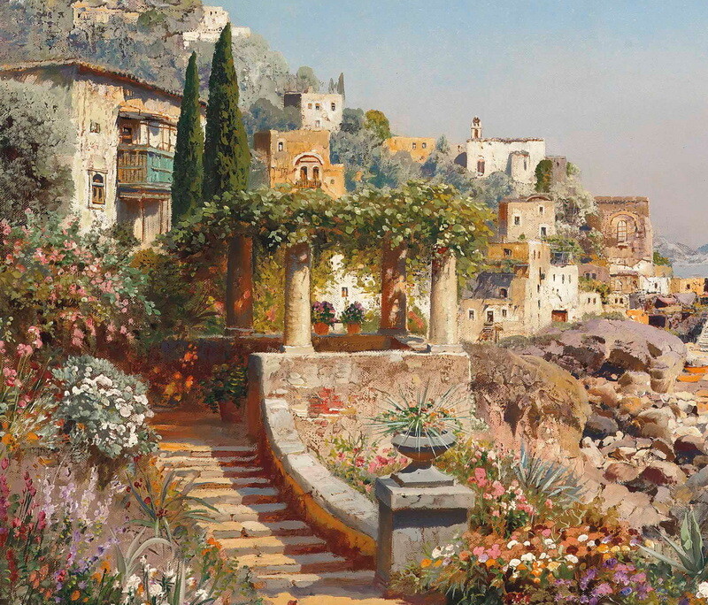 Coast capri landscape Oil painting Wall art Giclee Printed on Canvas P1685 gallery