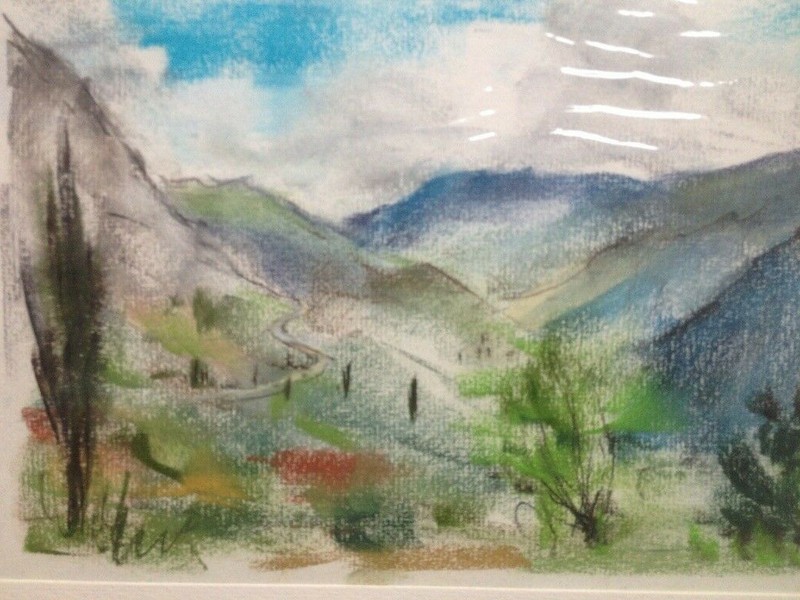 Franz Ehmke *1928 -2018 Pastel Greece Delphi Mountains Hiking Trail Antique gallery