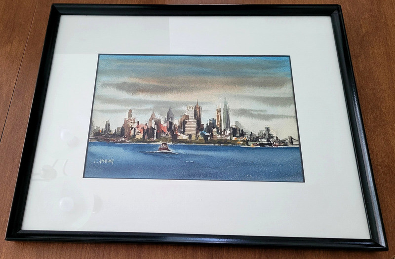 Rudolph Ohring Watercolor New York City Cityscape FRAMED