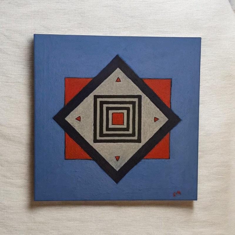original abstract oil painting - 14x14 Unframed gallery