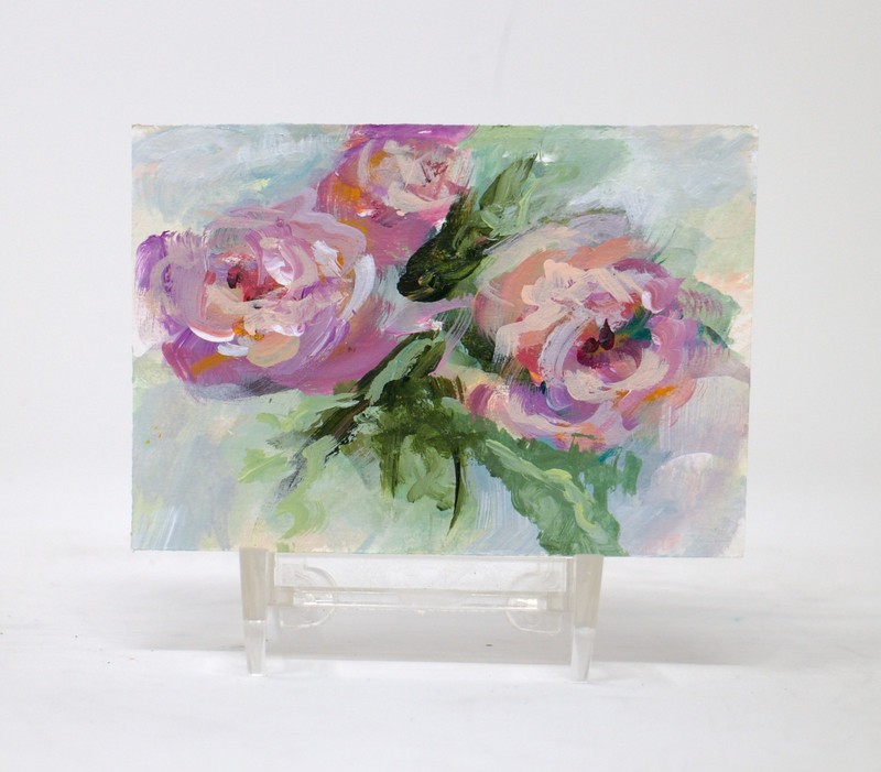 ACEO ,Original ,Painting, Flowers, Garden,Collectable, ATC Heavy Paper, F2023