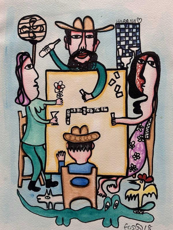 Original José Rodríguez Fuster «Habana» Painting, Rare Cuban Fine Art Decor Gift