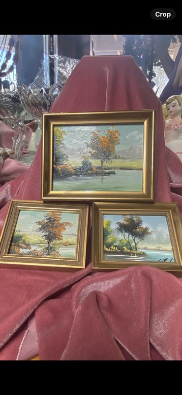 Miniature Hand Painted Landscapes Done In Spain Set Of 3 Framed
