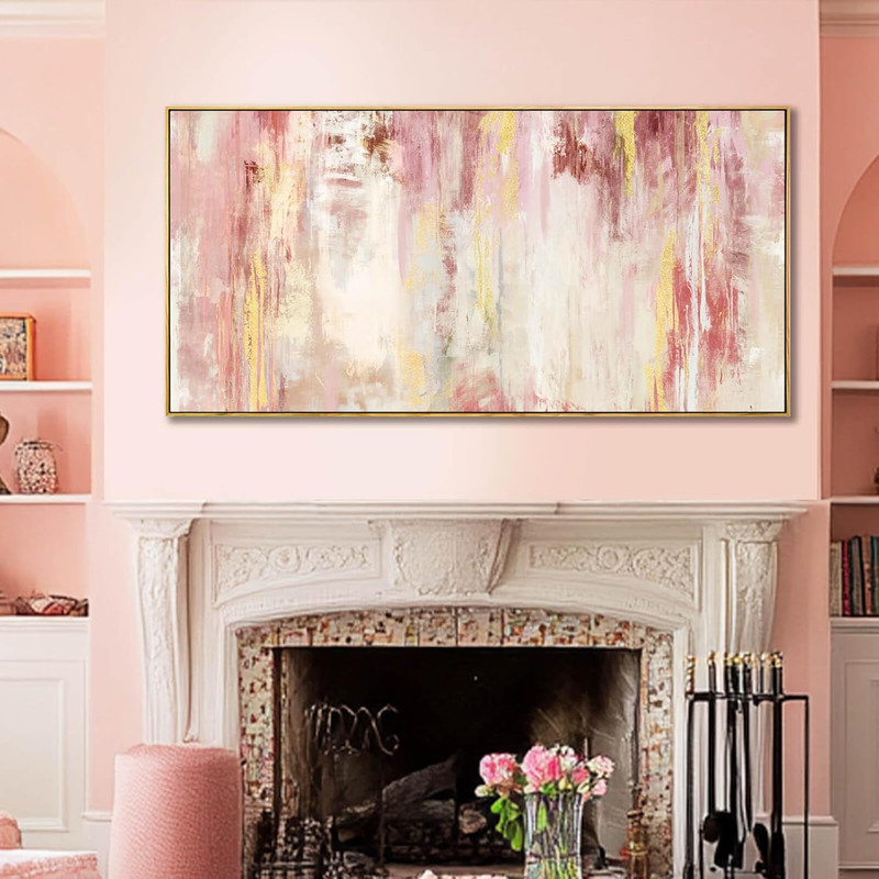 Modern Abstract Pink Framed Wall Art - 20x40 Inches for Home & Office gallery