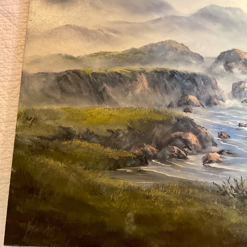 Vintage 80s seascape ocean hand painted original PAINTING by Wescott waves coast gallery