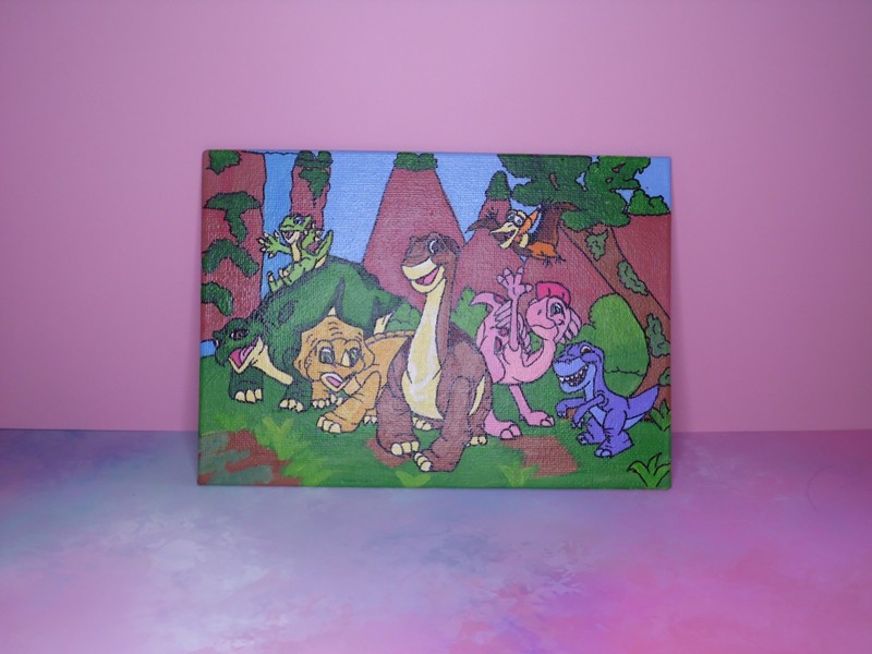 The Land Before Time 5×7 Flat Canvas Painting of your Favorite Dinosaurs