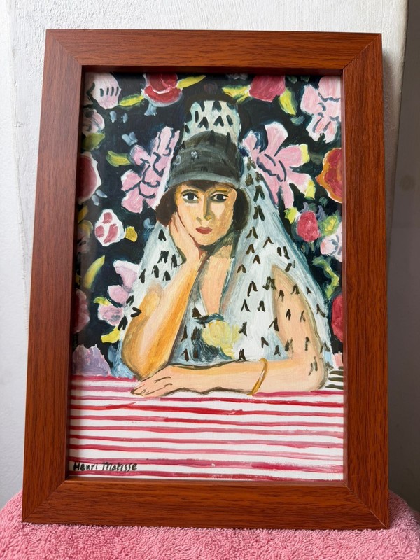 henri matisse , framed oil painting on wood, sealed and signed.