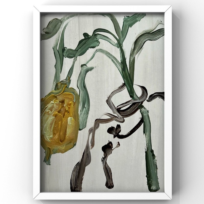 Lemons Art Minimalism Lemon Tree Branch Vase Painting Framed Kitchen Decor 4×6”
