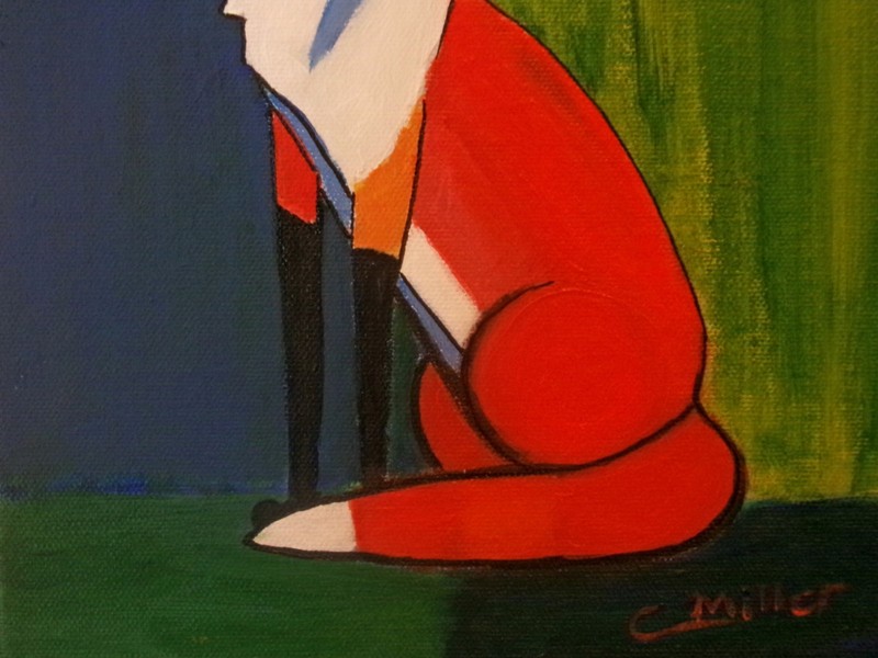 Original Fox Abstract Painting 8x10 Animal Wildlife Modern Wall Art gallery