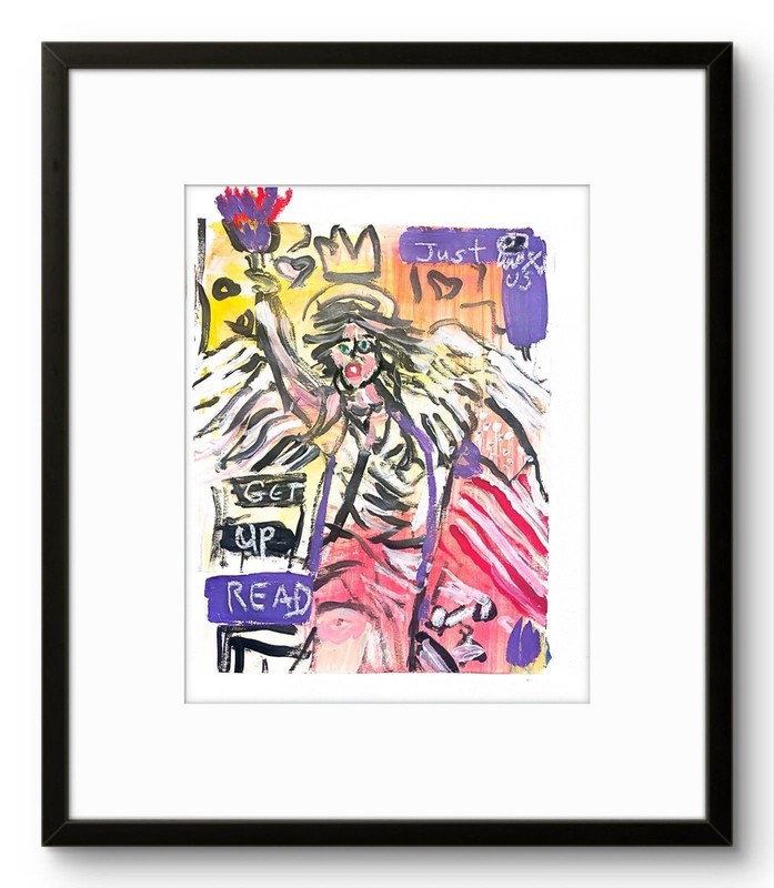 WALSH 11 X 14" Neo Expressionist “ Get Up Angel”Acrylic Graffiti Paper gallery