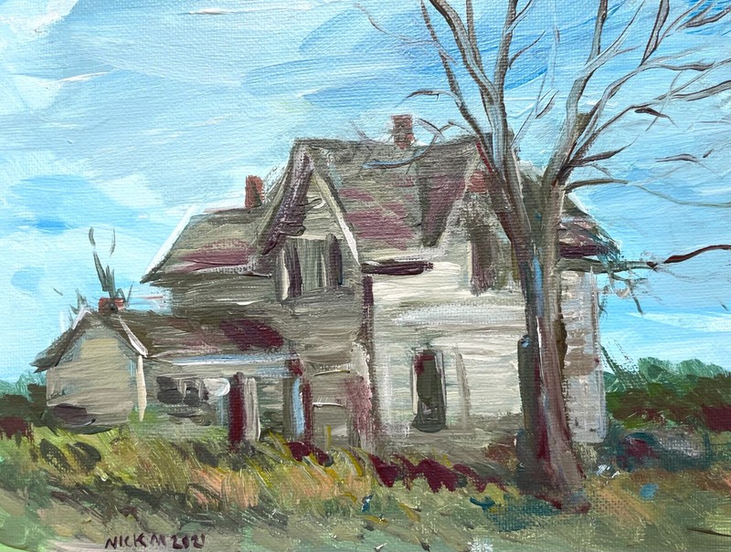 Abandoned House- 6×8 inch painting- artist Nick Mears
