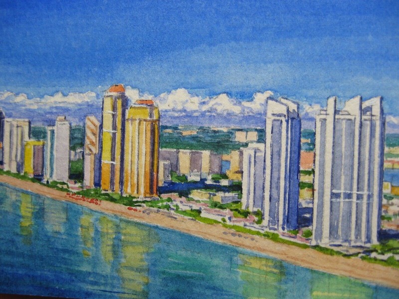 Watercolor Painting Miami Beach Florida ACEO Art
