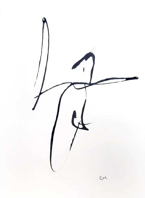 Original Black White 9x12 Acrylic Ink Abstract Minimalist Signed Home Decor Art gallery