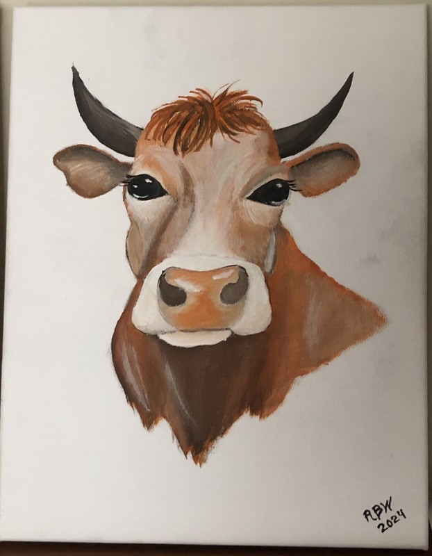 Hand Painted Jersey Cow Acrylic On Canvas. By RBWallace Painting Dec 2024