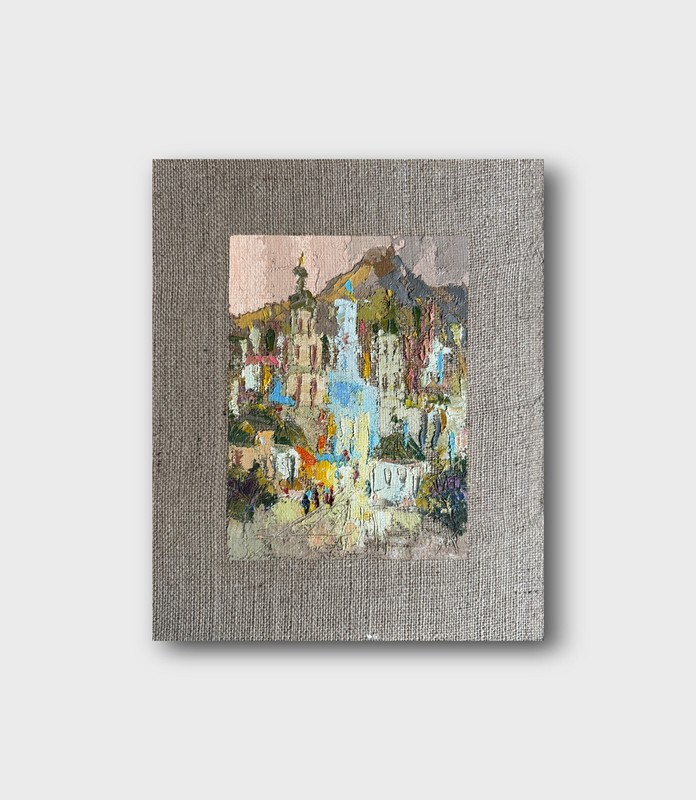 Oil painting city of Lviv Ukrainian painter Canvas original decor cityscape