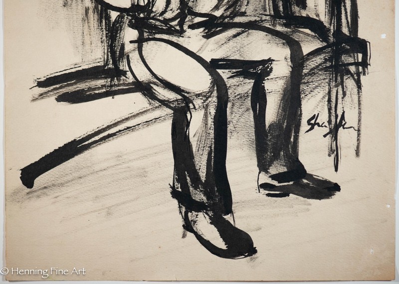 Beautiful Vintage Carl Shaffer Impressionist Painting Soldier Portrait WPA 21 gallery