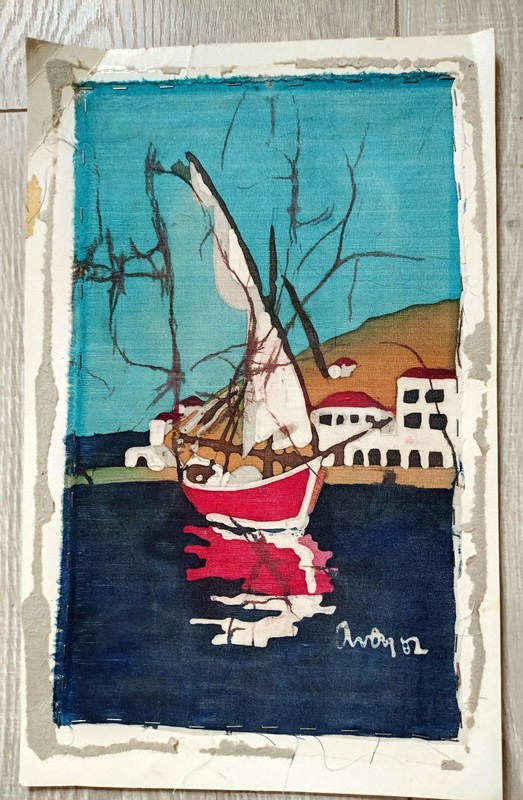 VINTAGE Sailing Boat Original WATERCOLOR PAINTING Unframed, Signed