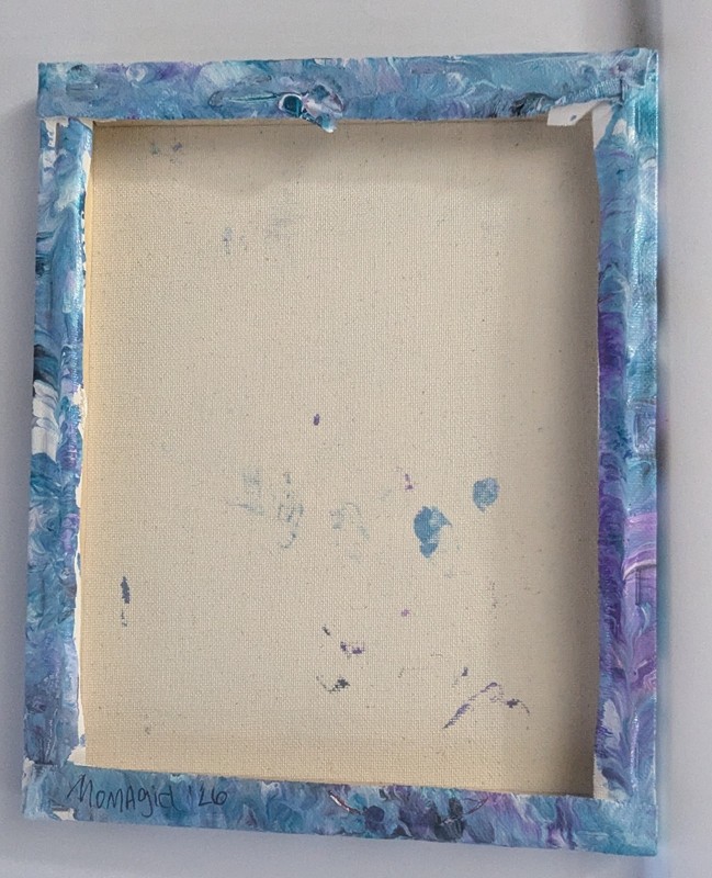 Abstract Fluid Pour Painting Teal Silver Acrylic 8" x 10" Home Decor Wall Art gallery