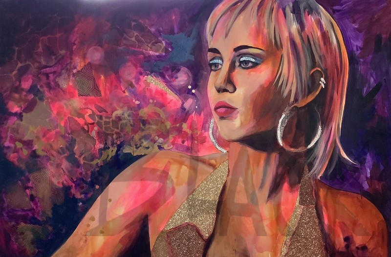 Miley Cyrus Painting, artwork, glittery, Sexy Contemporary Art, Musician Singer gallery