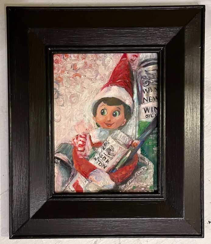 Holiday Oil Painting, Black Framed