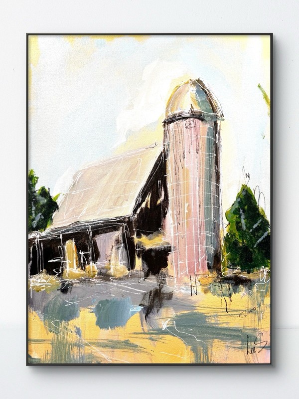 SAMATOWIC Barn Silo 12×16 Abstract Expressionism Signed Original Art 619