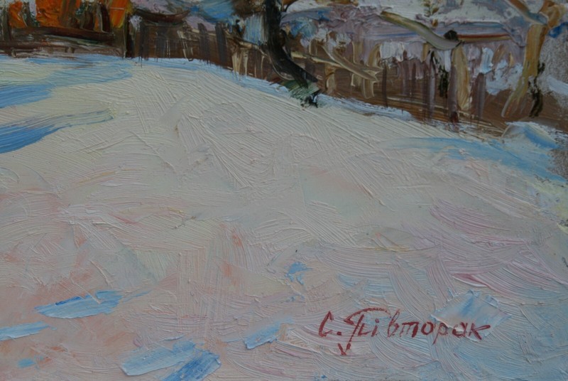 Original Rural Landscape in Winter Oil Painting Impressionism ART gallery
