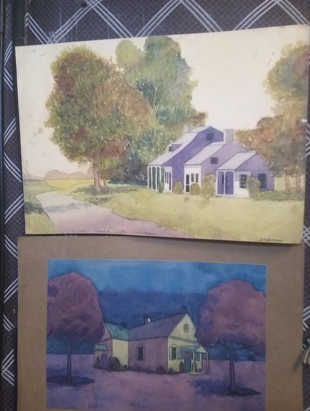 2-1926 Original Water Color Paintings Of Colonial Architecture Original