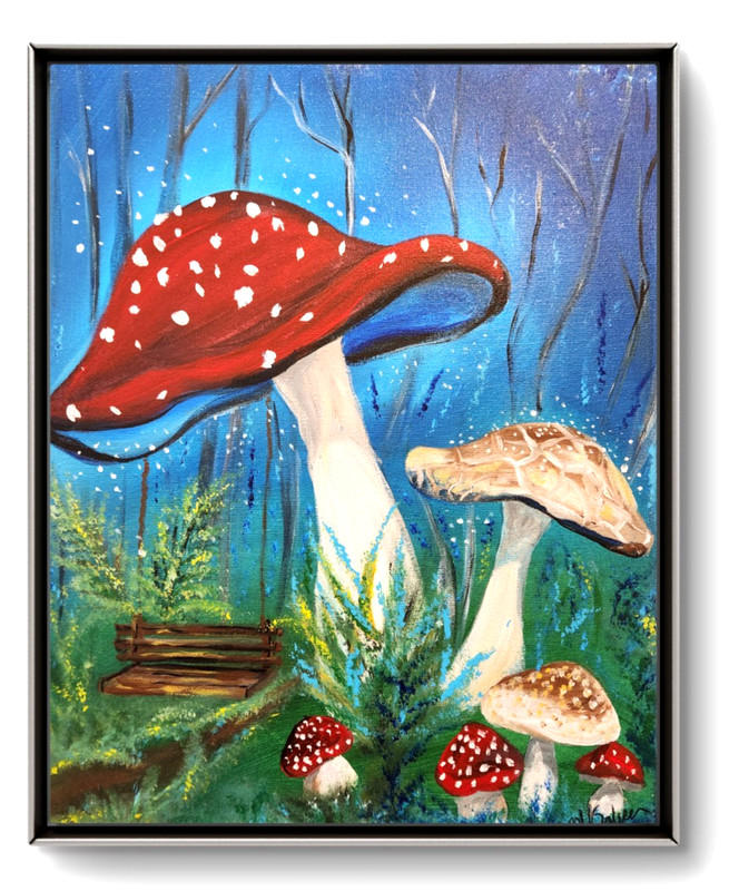 Enchanted Mushroom Painting 16x20 Original Woodland Art by M Isaksen gallery