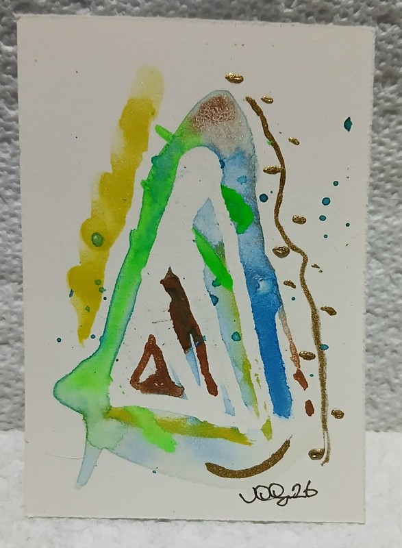 OOAK Biomorphic Abstract ACEO – Rock Pool Light Study – Watercolor & Ink by Virg