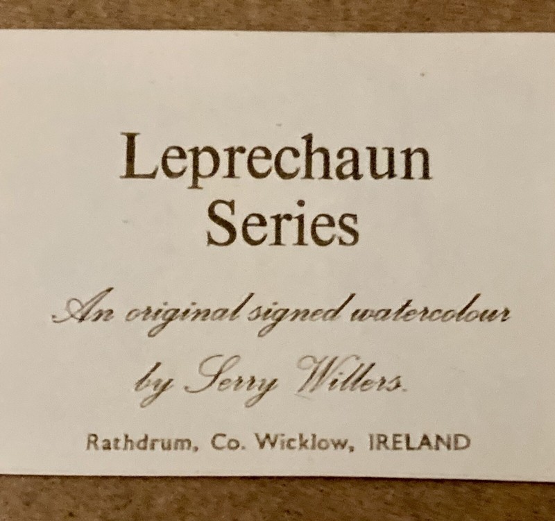 2 ☘️Leprechaun☘️WATERCOLORS by Terry Willers IRELAND Music Irish SIGNED Framed gallery