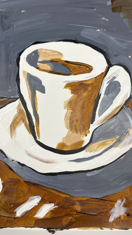 Original Abstract Coffee Painting Cafe Art Wall Art Signed STerling Paper 11x14 gallery