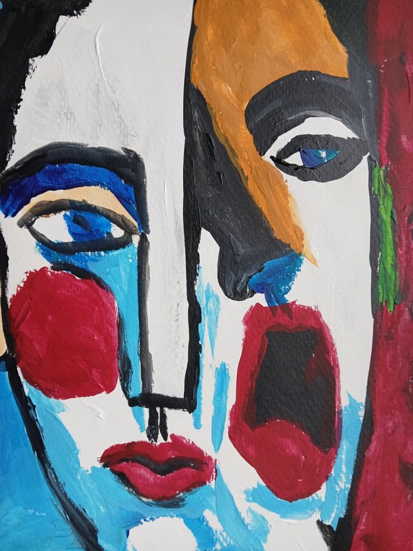 Abstract/Expressionism 11x14 Cubic Scream Face Signed Modern Street Art Painting gallery