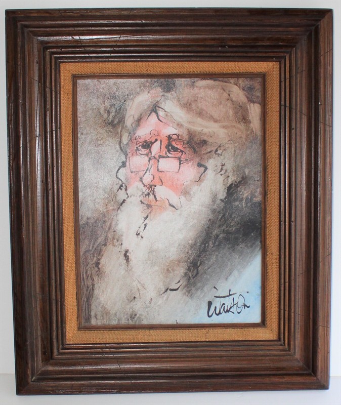 VINTAGE OIL PAINTING ON CANVAS SIGNED WATSON OLD MAN PORTRAIT BEARDED MAN