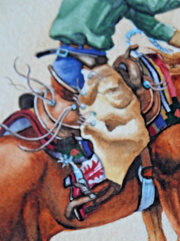 Judy Gibson "Bronco Busting" Original Watercolor 14.5" x 14.5" gallery