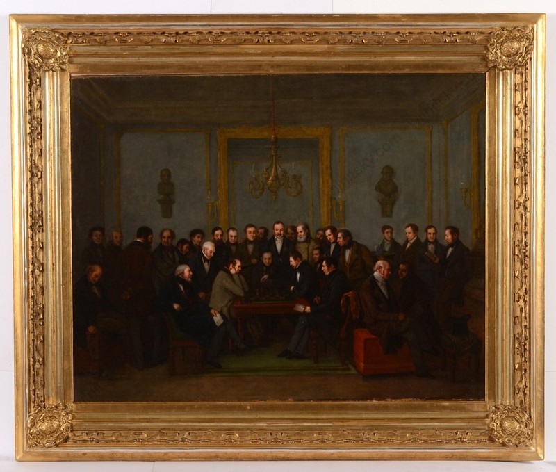 Jean Henri Marlet «19th game of chess match «Staunton-Saint-Amant (1843)» oil(m)