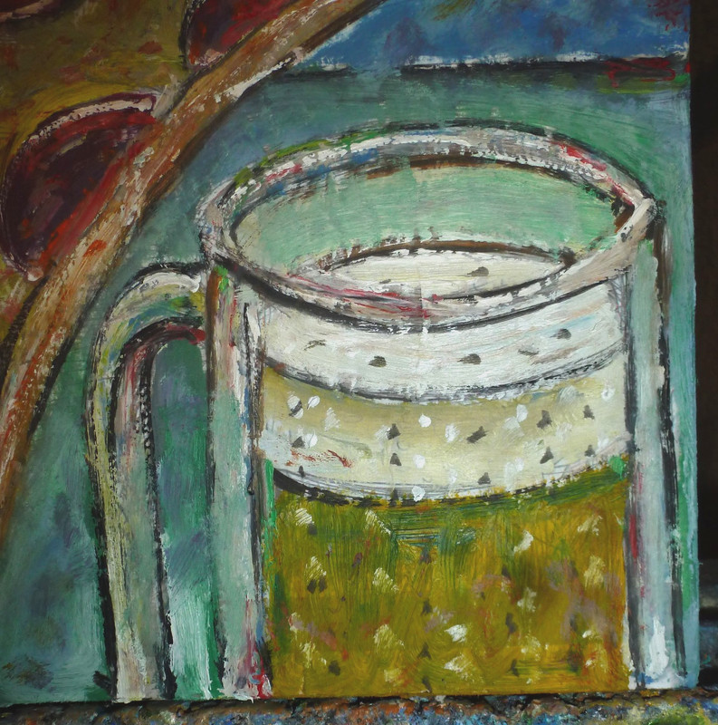 PIZZA AND BEER new food drink original 8x10 card panel oil painting by Crowell gallery