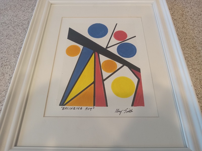 ORIGINAL ABSTRACT, MIXED MEDIA ON PAPER, "BALANCING ACT" BY GREG SMITH gallery