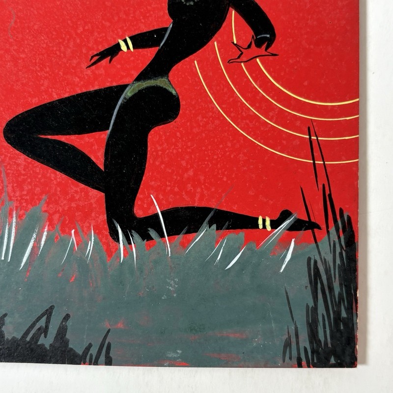Vintage 1950’s Tiki Dancer MCM Space Age Jungle Woman Original Art Hand Painted gallery