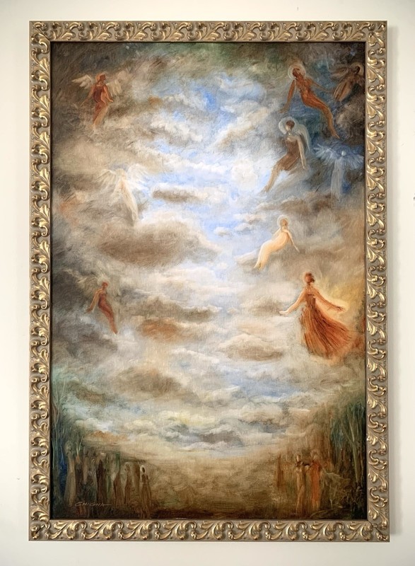 Original Framed Angelic Oil Painting “The Guardians” 36×24” Canvas Fine Art